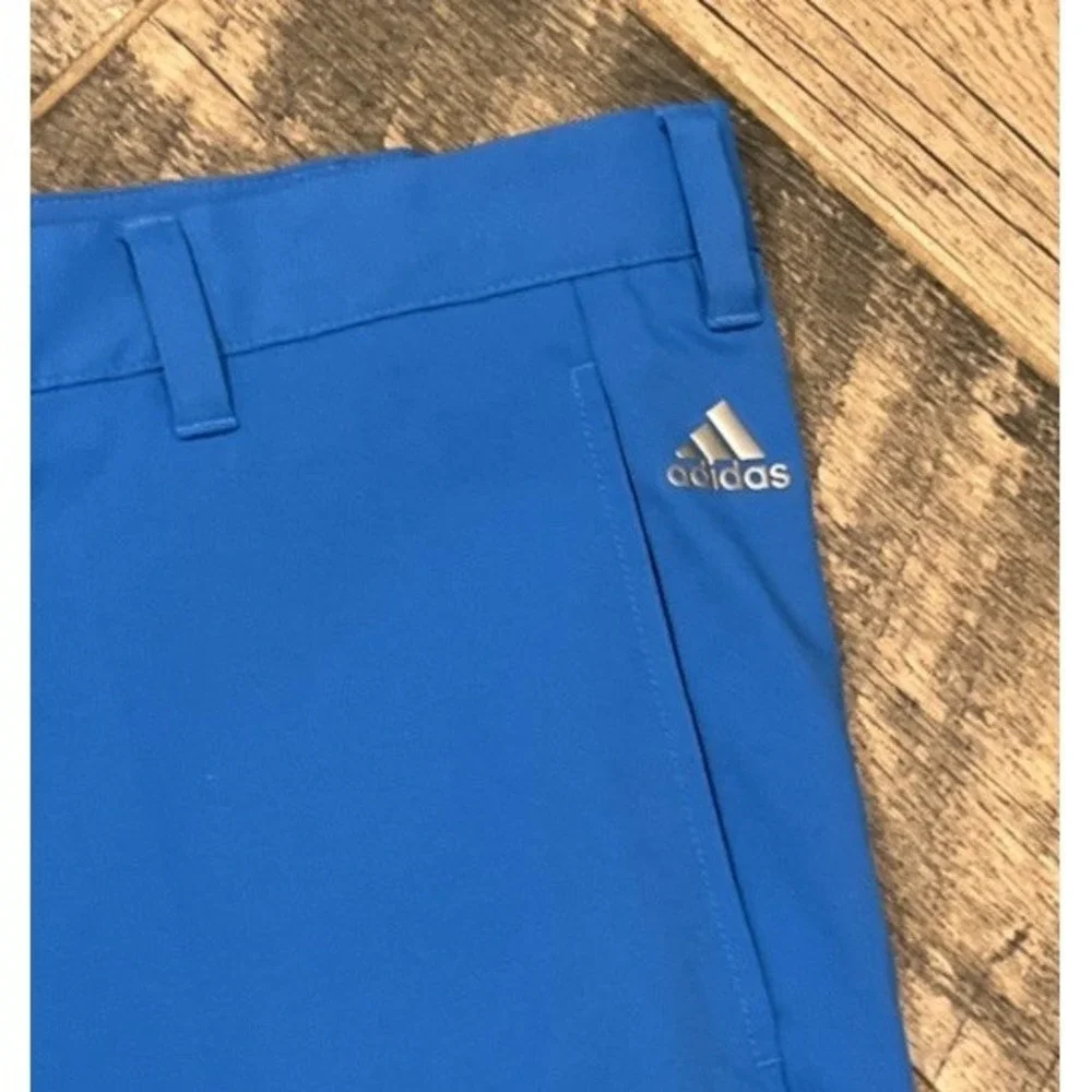 New $60 Adidas Climalite 3 Stripe‎ Blue Golf Shorts Pockets Logo B84292 Size 40